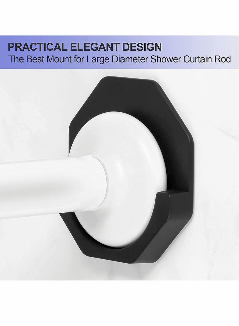 Shower Curtain Rod Holder 2PCS Adhesive Shower Rod Wall Mount Holder for Wall/Bathroom No Drilling Stick On Black (Shower Curtain Rod Not Included) - Image 2