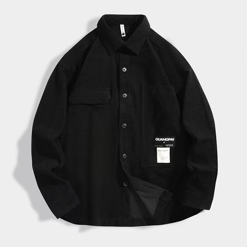 Vintage Casual Mens Work Shirt Jacket Apricot  - Image 5