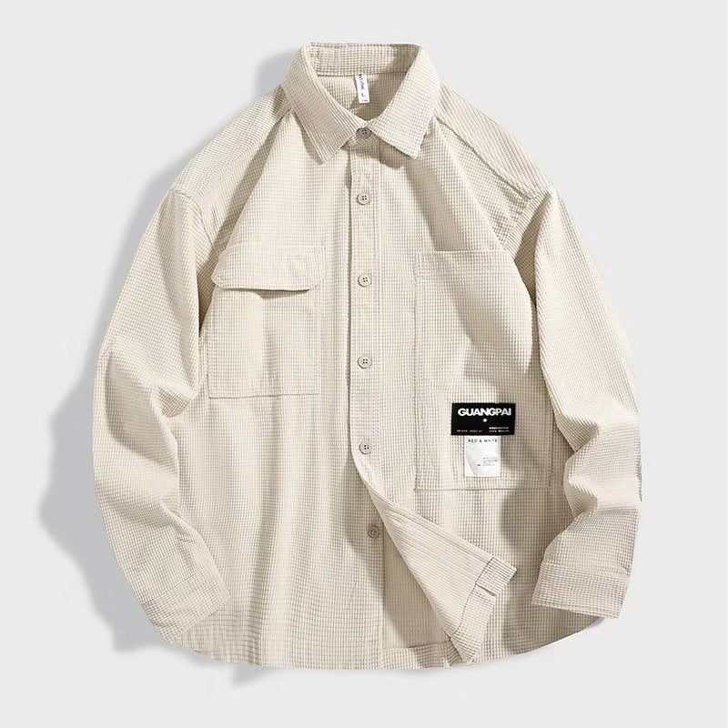 Vintage Casual Mens Work Shirt Jacket Apricot  - Image 1
