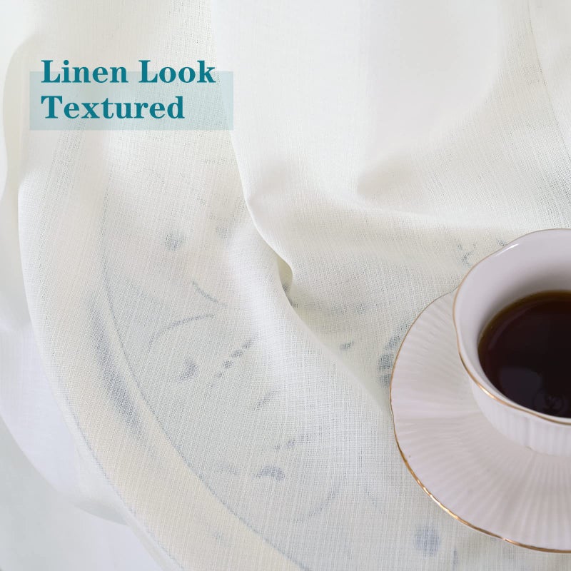 BGment Bression Bress Natural Linen Surtains شبه شفاف لغرفة نوم Grommet ضوء تصفية الستائر الخصوصية التهوية للتنفس لغرفة المعيشة 2 لوحات (كل 52 × 90 بوصة كريمة العاج) - Image 2