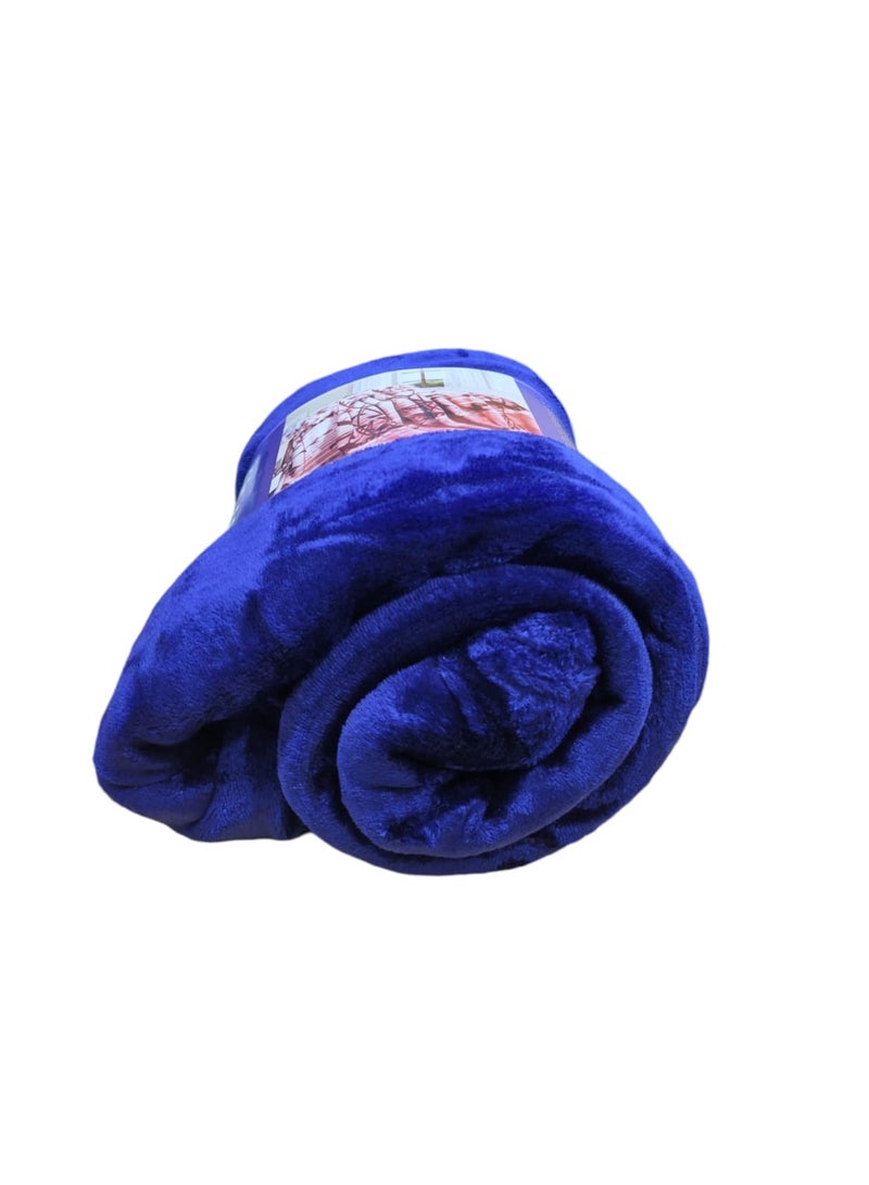 Baltic Linen Fleece Blanket 160X220Cm Soft-Fluffy Blanket-Warm For Sofa And Bed-Easy To Carry-Royal Blue Colour  - Image 2