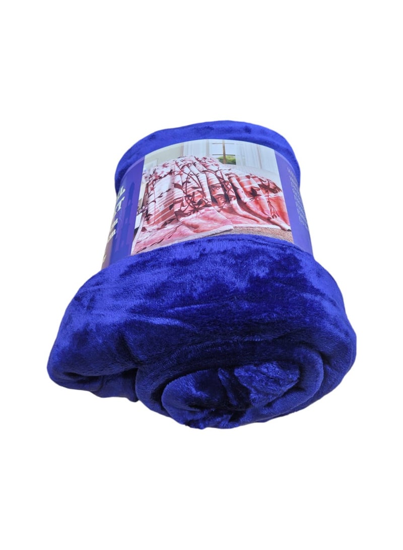 Baltic Linen Fleece Blanket 160X220Cm Soft-Fluffy Blanket-Warm For Sofa And Bed-Easy To Carry-Royal Blue Colour  - Image 3
