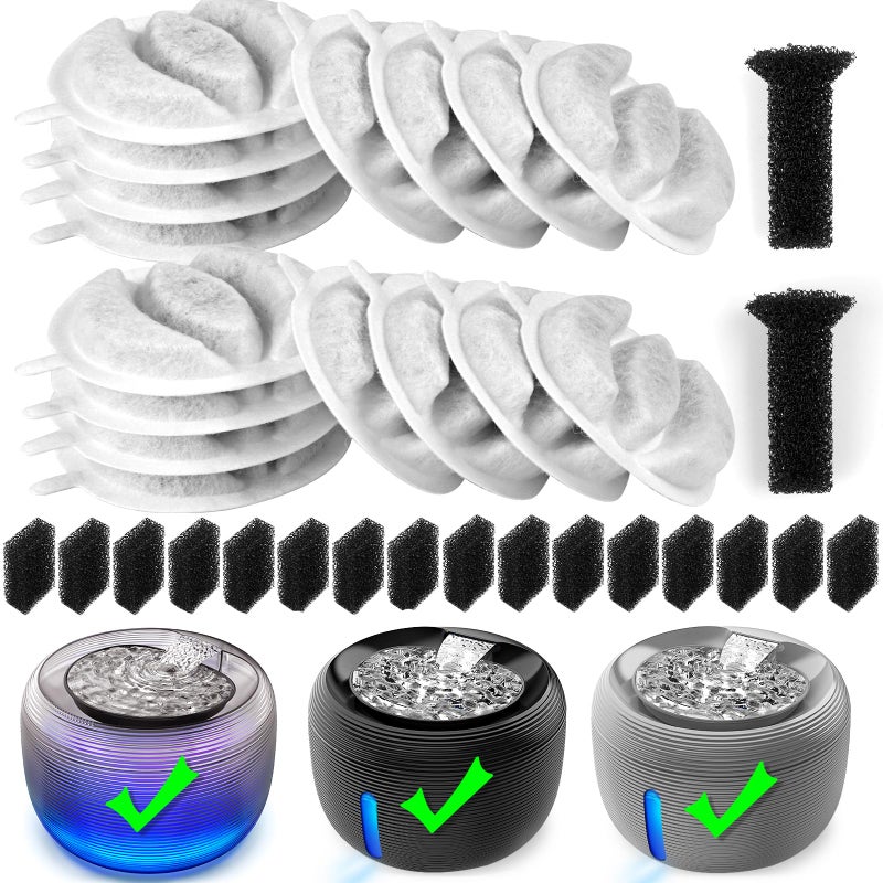 Kastty Cat Water Fountain Filter Replacement 35L Cat Water Filter Made of Activated Carbon and PP Cotton16 Pet Water Fountain Filter 16 Pack Replacement Pump with 2 Soundabsorbing CottonL04 - Image 3