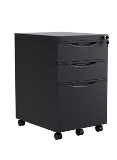Protector Protector 3 Drawer File Cabinet with Lock, Under Desk Metal Filing Cabinet for Home Office,Lockable Rolling File Cabinet with 2 Keys , Fully Assembled (BLACK)  - Image 1