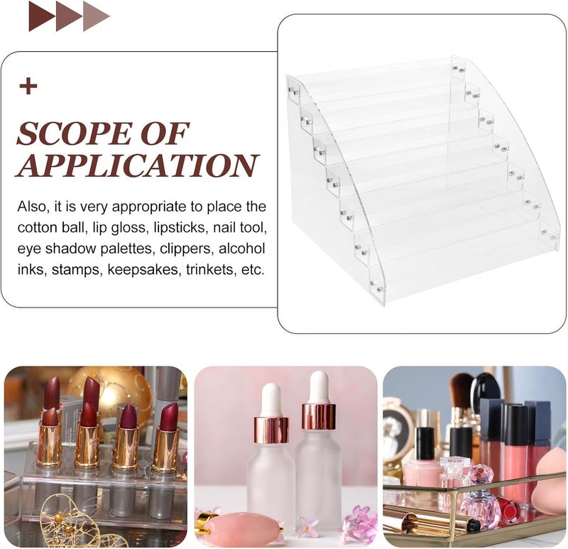 Acrylic Cosmetic Display Organizer 7-layer Nail Polishes Holder Stand Lipsticks Storage Rack for Manicure and Makeup Supplies - Image 3