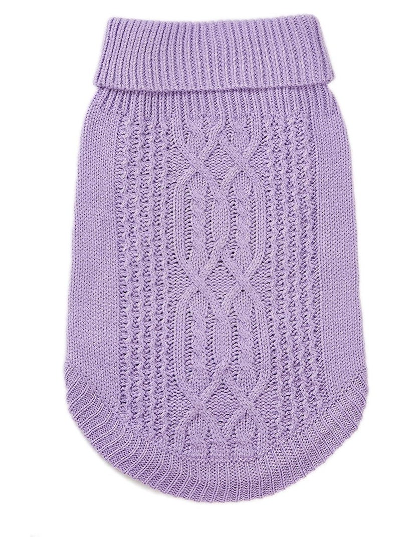 Cats Knitted Sweaters Turtleneck Knitted Sleeveless Cat Clothes Warm Winter Kitten Clothes Outfits for Cats or Small Dogs in Cold Season Purple M  - Image 3