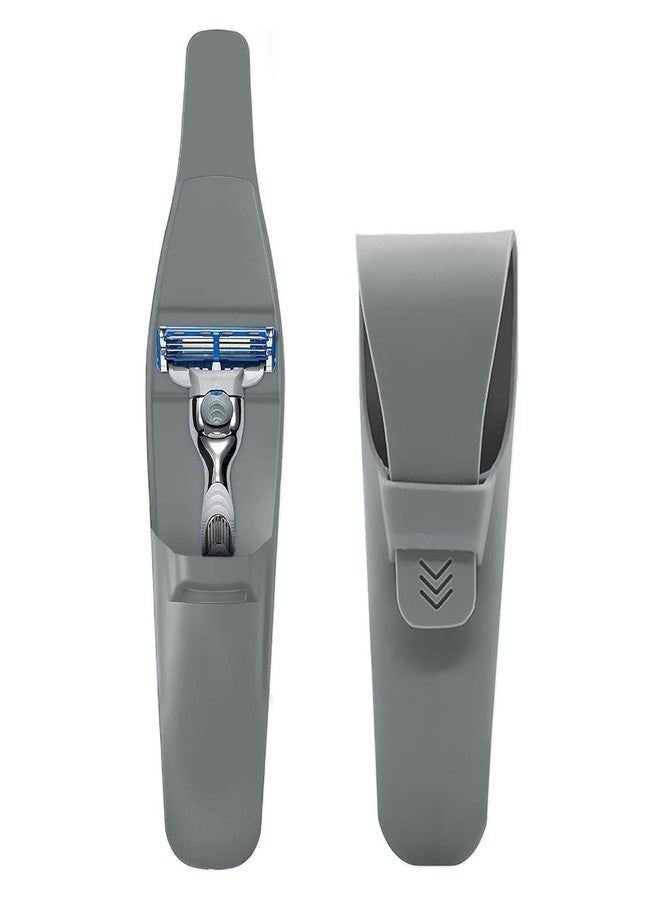 LinMei Silicone Razor Travel Case, Blue+Black, Compatible with Gillette, Parker, Merkur Razor (Gray 2pcs) - Image 1