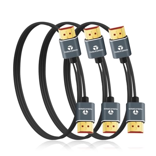 Thsucords Ultra Thin 8K 4K HDMI Cables 15FT 3 Pack, Slim & Flexible Soft High Speed HDMI 2.1 Lead Support 4K@120Hz 8K@60Hz 48Gbps for Roku TV/HDTV/PS5/Blu-ray - Image 1