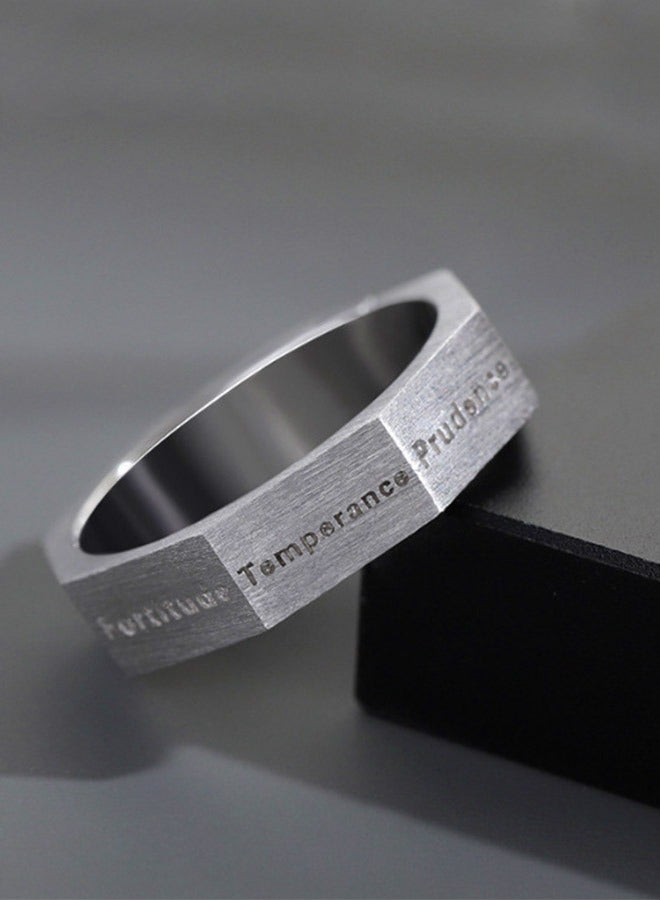 S925 Sterling Silver Ring, Cold Style Retro Personality Plain Circle Ring, Men'S Opening Adjustable Ring - Image 1