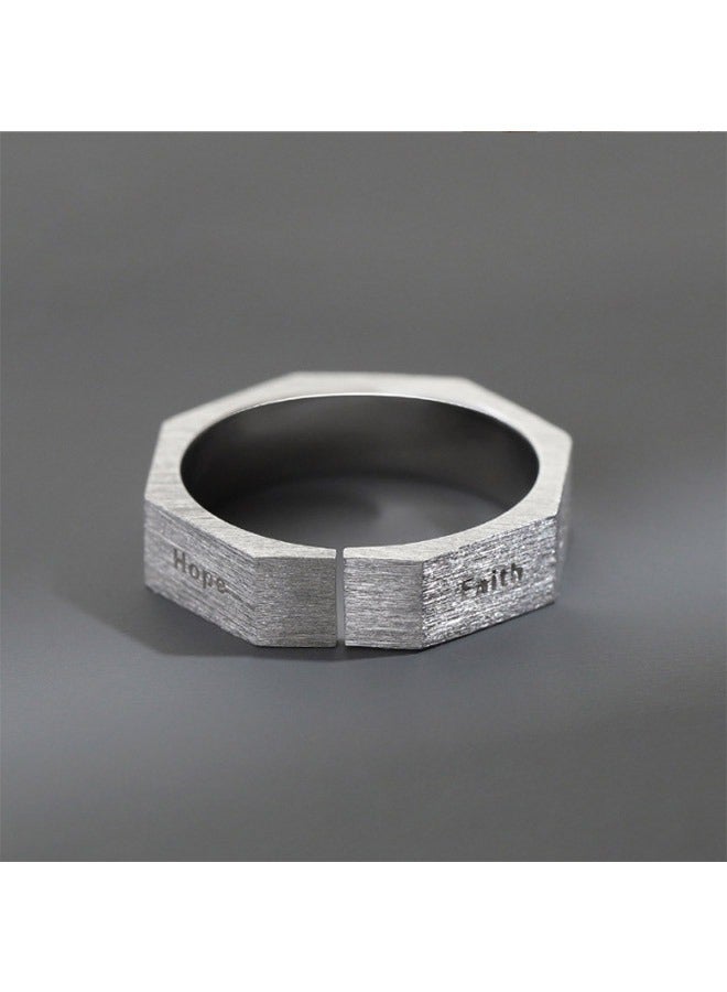 S925 Sterling Silver Ring, Cold Style Retro Personality Plain Circle Ring, Men'S Opening Adjustable Ring - Image 2