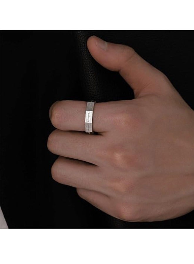 S925 Sterling Silver Ring, Cold Style Retro Personality Plain Circle Ring, Men'S Opening Adjustable Ring - Image 4