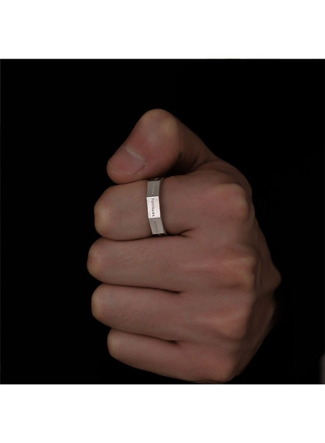 S925 Sterling Silver Ring, Cold Style Retro Personality Plain Circle Ring, Men'S Opening Adjustable Ring - Image 5