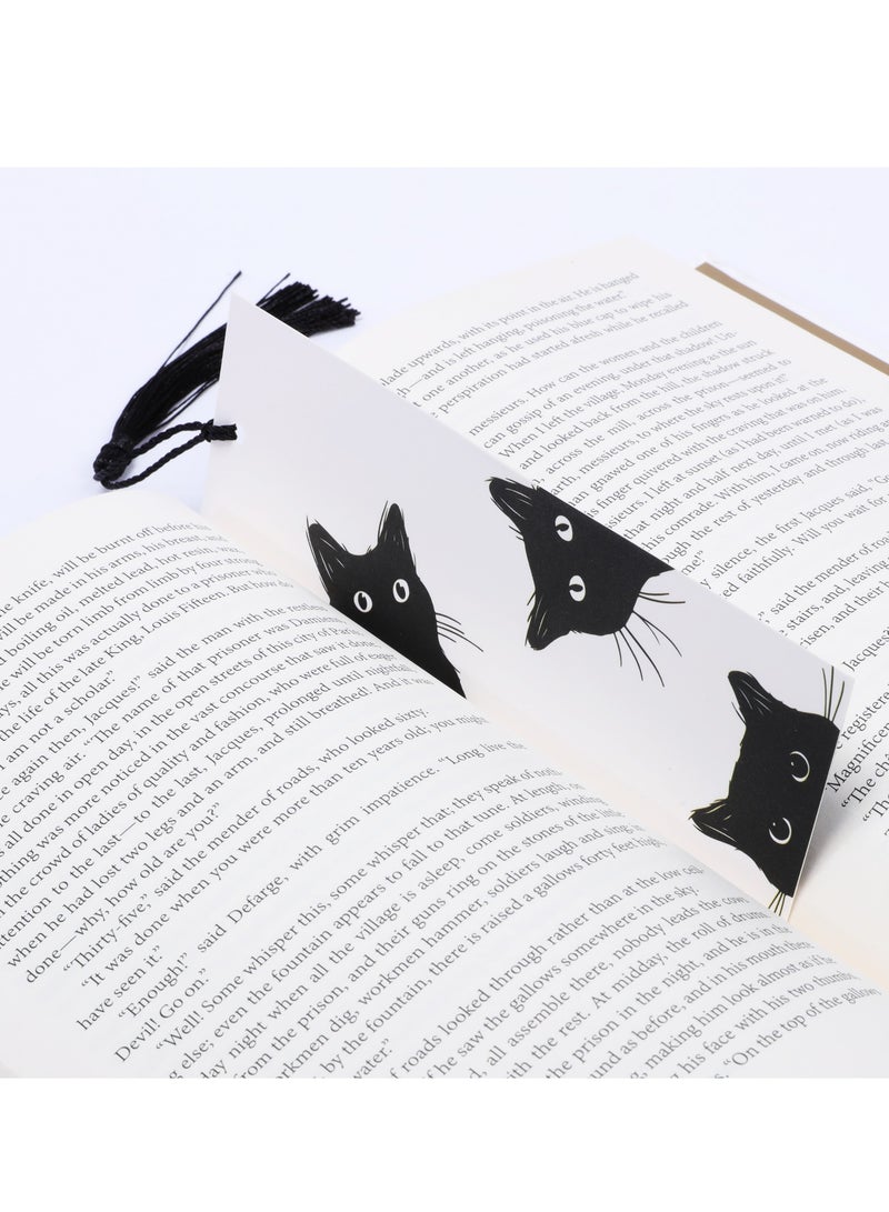 2PCS Black Cat Bookmark Laminated Bookmarks with Tassel Set, Book Lovers Gifts Book Marks For Women Kids Cute Bookmark Book Accessories Reading Lovers Bookmark Gifts for Readers - Image 2