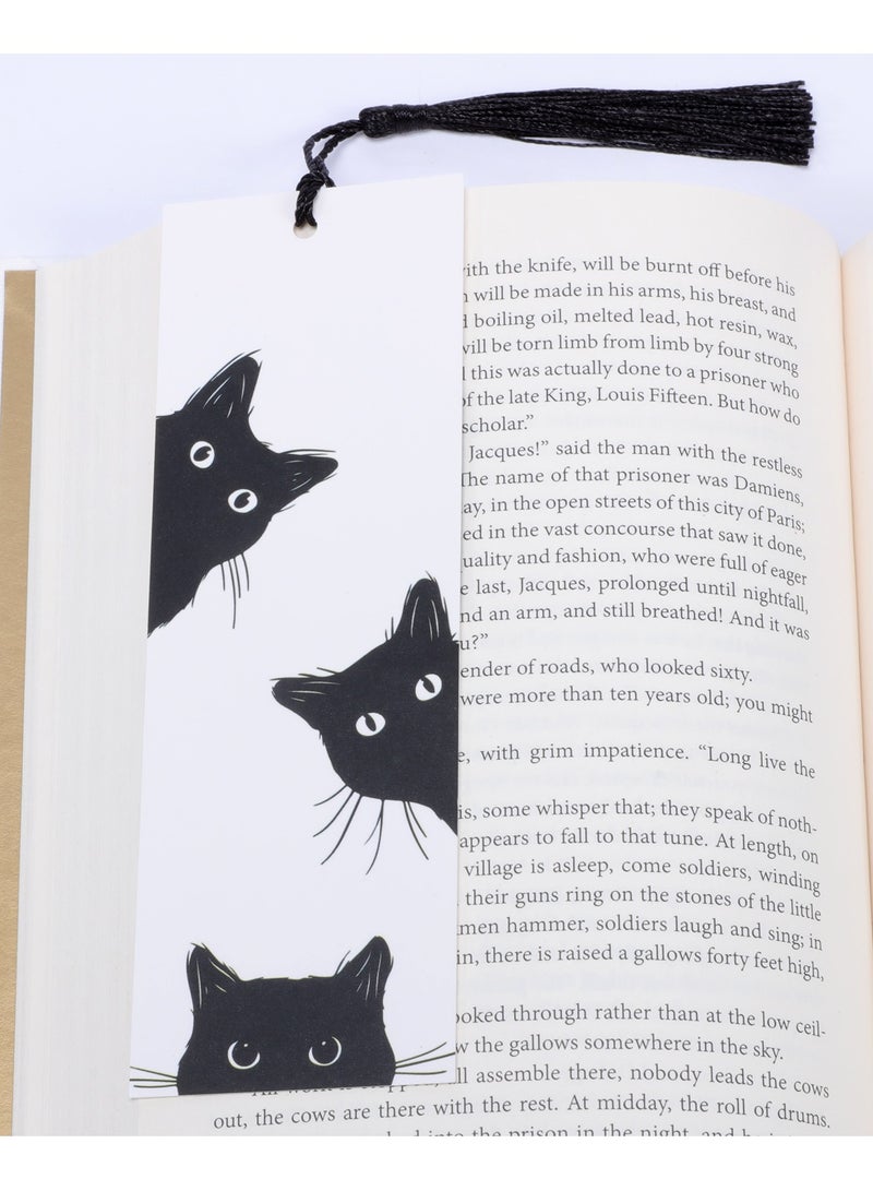 2PCS Black Cat Bookmark Laminated Bookmarks with Tassel Set, Book Lovers Gifts Book Marks For Women Kids Cute Bookmark Book Accessories Reading Lovers Bookmark Gifts for Readers - Image 3