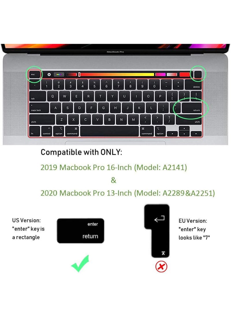 Rock Pow Arabic English Silicone Keyboard Cover with 5 Pieces Anti-Dust Protection Plugs for MacBook Pro 13in - A2289 A2251 A2338 and 16in A2141  - Image 2