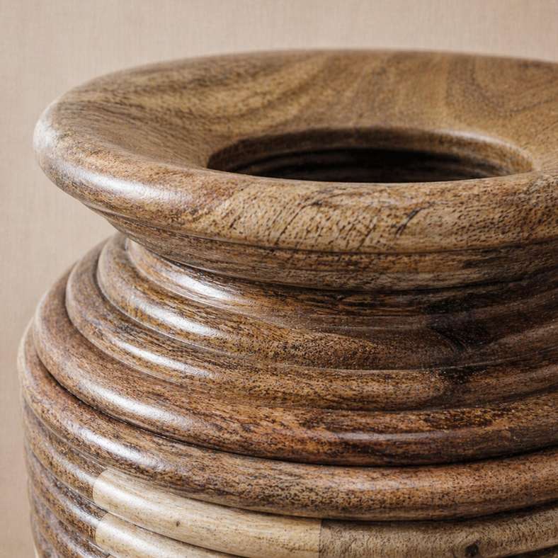 Pan Home Mesa Mango Wood Ribbed Vase 20x20x28cm -Natural - 112ARX9900030 - Image 2