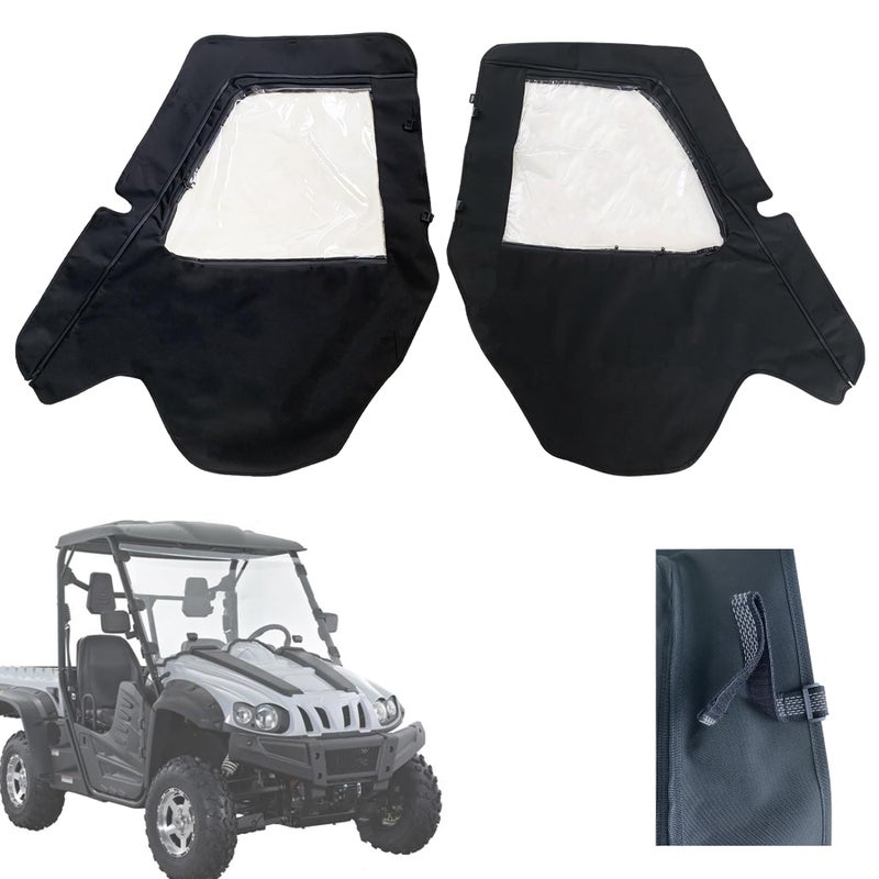 SUONE Left and Right Soft Cab Enclosure Side Doors 900D Heavy Duty Compatible with Hisun 500 700 Coleman 500 700 Axis 500 700 Massimo MSU500 Window Water Resistant Cab Protection