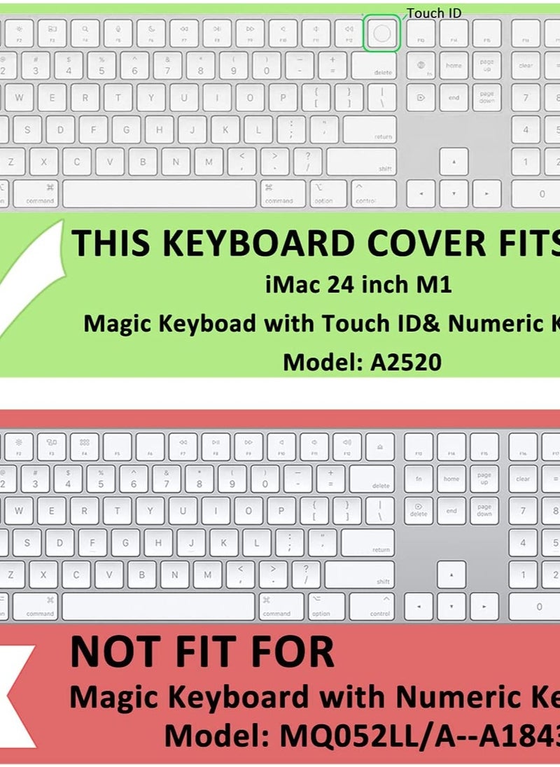 Generic - Keyboard Cover Skin for 2022 Mac Studio Keyboard  2021 Released Apple 24 iMac Magic Keyboard with Touch ID and Numeric Keypad with M1 Chip A2520, 24 iMac Magic with M1 Chip Keyboard Skin - TPU - Image 1