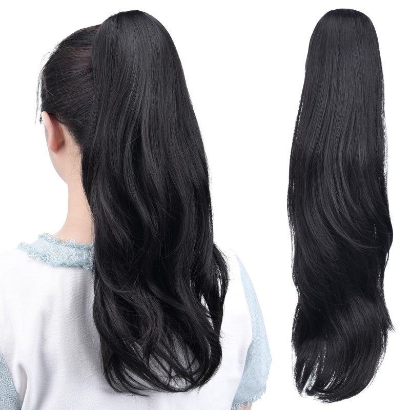 HSPJHTM Ponytail ExtensionsNatural Black Claw Clip Hair Extensions for Women Straight Hair Piece 20 Synthetic Wavy Pony Tail Halloween Fluffy Daily Use