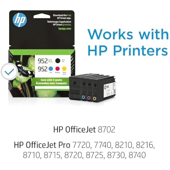 HEWLETT PACKARD ORIGINAL 952 CYAN, MAGENTA, YELLOW / 952XL BLACK INK CARTRIDGES (4-PACK) | WORKS OFFICEJET 8702 OFFICEJET PRO 7700, 8210, 8700 SERIES | ELIGIBLE FOR INSTANT INK | N9K28AN - Image 3