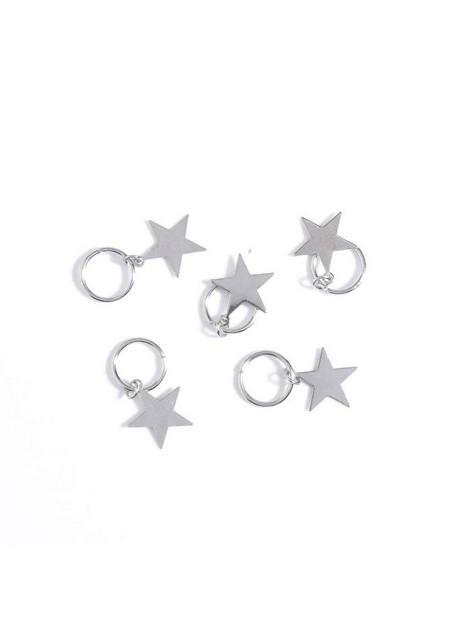 Olbye Dreadlock Hair Rings Silver Star Hair Braid Rings Hair Loops Clips Braid Hair Loop Accessories For Women And Girls (Silver) - Image 2