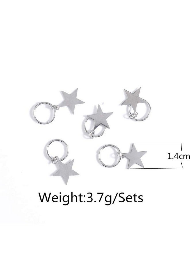 Olbye Dreadlock Hair Rings Silver Star Hair Braid Rings Hair Loops Clips Braid Hair Loop Accessories For Women And Girls (Silver) - Image 3