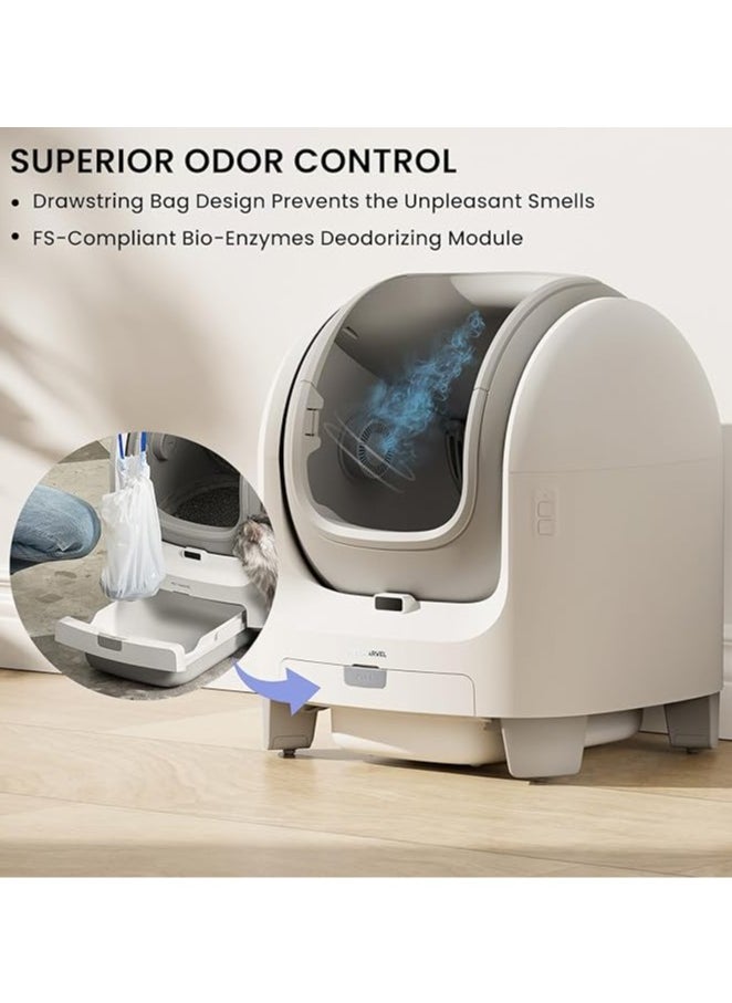 General - Self-cleaning cat litter box Automatic cat litter box can be opened for multiple cats Odorless Easy to clean Open electric cat toilet with garbage bag - Image 1