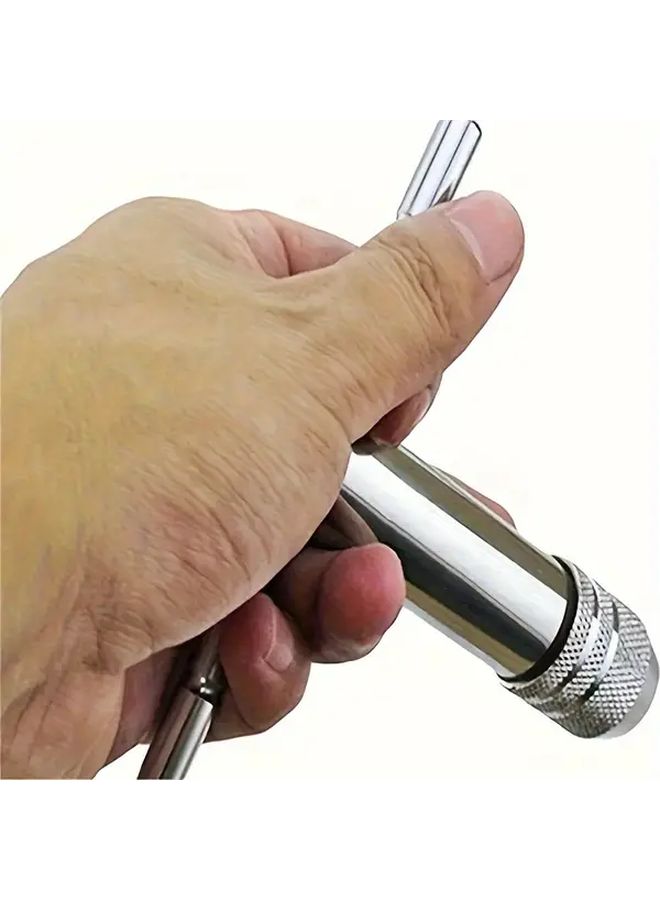 6-Piece Steel T-Handle Ratcheting Tap Wrench Set with M3 to M8 Threading Dies - Image 5