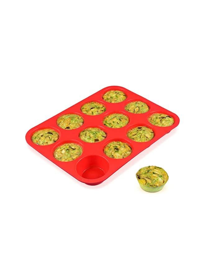 AMERTEER Mini Muffin Pan, 12 silicone cupcake molds Baking Pan & Cupcake Tray Silicon Bakeware Nonstick BPA Free Cupcake Pan 1 Pack Regular Size Silicone Mold - Image 5