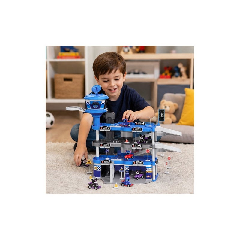 Racing Car Parking Lot Toy Set with Multi-Level Garage and Die-Cast Cars for Boys and Girls - Image 3