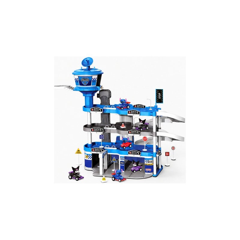 Racing Car Parking Lot Toy Set with Multi-Level Garage and Die-Cast Cars for Boys and Girls - Image 2