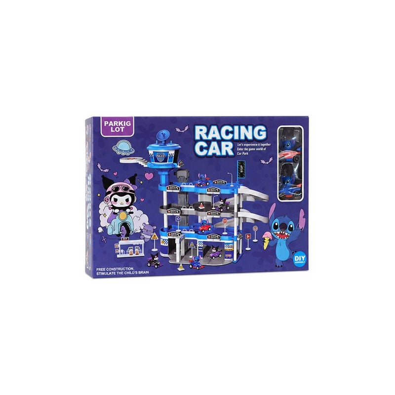 Racing Car Parking Lot Toy Set with Multi-Level Garage and Die-Cast Cars for Boys and Girls - Image 1