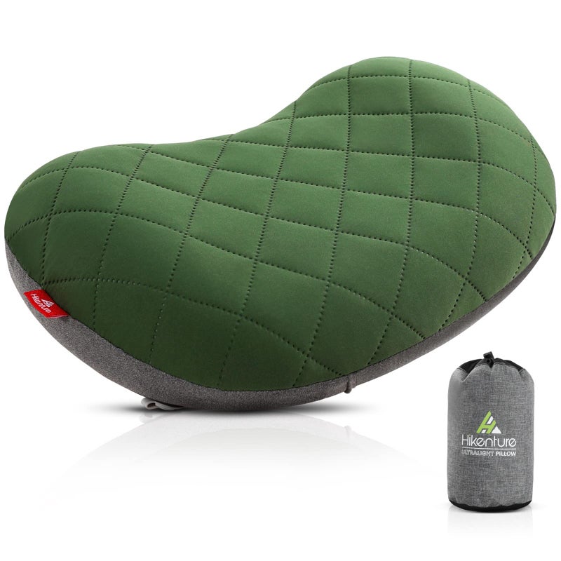 HIKENTURE Hikenture Camping Pillow Inflatable Washable Backpacking Pillow for Sleeping Ultralight Blow Up Pillows with Removable Cover PortableCompact Hiking Pillow for Beach Travel OutdoorGreen