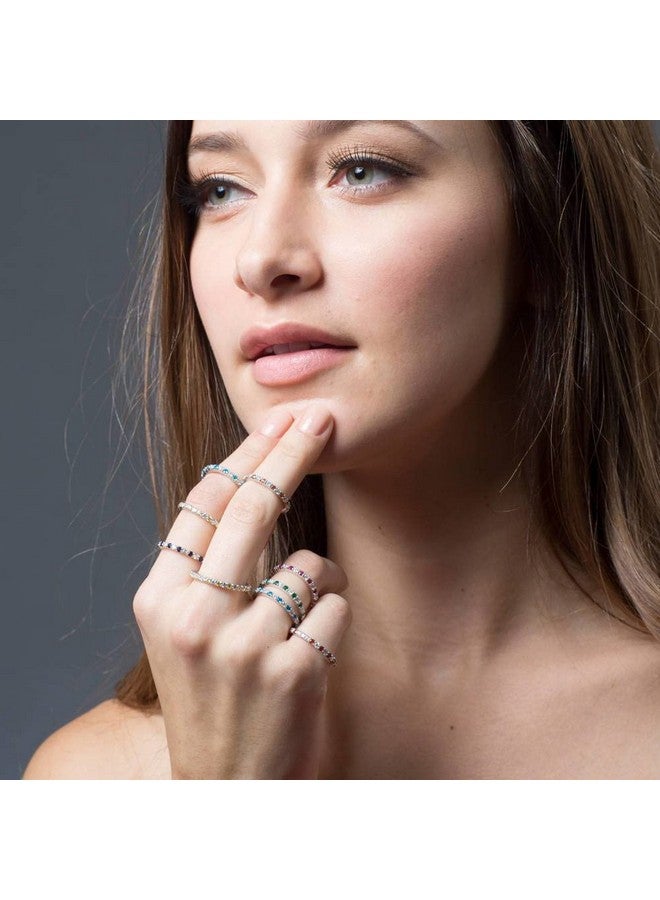 Berricle Sterling Silver Simulated Ruby Pave Set Cubic Zirconia Cz Stackable Fashion Anniversary Eternity Ring For Women Rhodium Plated Size 7 - Image 5