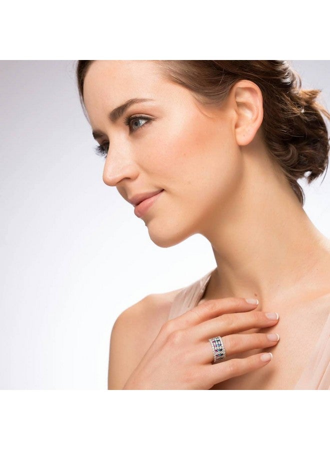 Berricle Sterling Silver Simulated Ruby Pave Set Cubic Zirconia Cz Stackable Fashion Anniversary Eternity Ring For Women Rhodium Plated Size 7 - Image 4