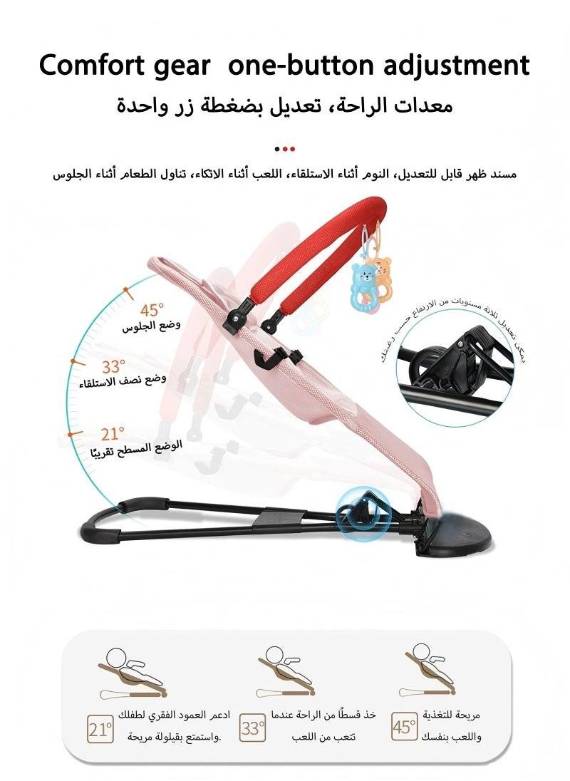 JUNYOUK Portable Newborn Baby Balance Chair Rocker With 3-Point Harness  - Image 3