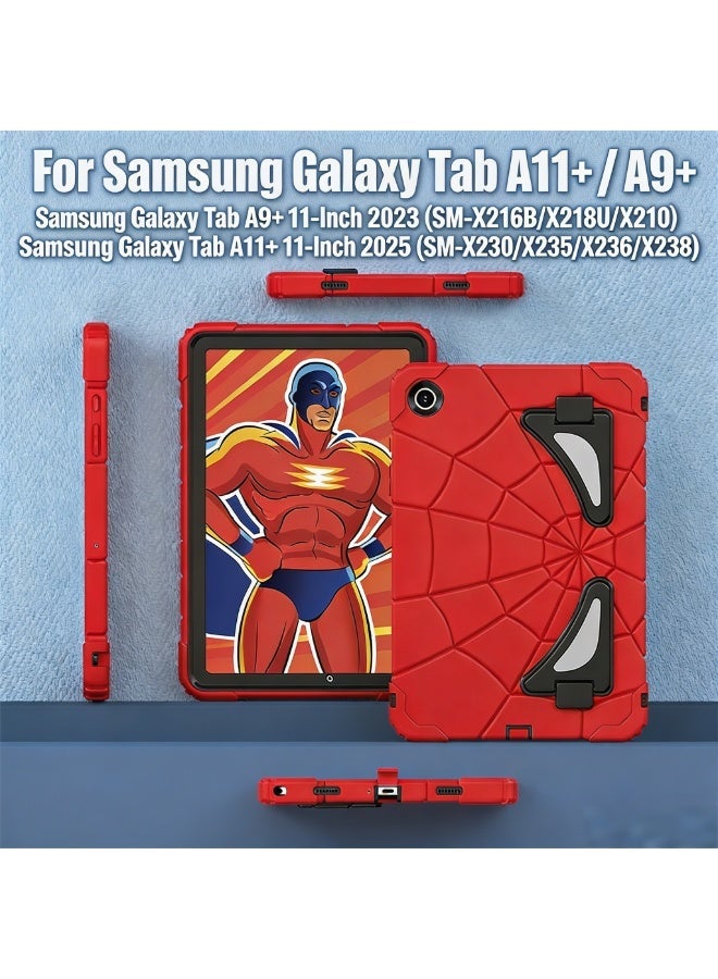 حافظة واقية للكمبيوتر اللوحي Samsung Galaxy Tab A9 Plus 2023/A11 Plus 2025 مقاس 11 بوصة بتصميم كرتوني مزودة بحامل وحزام كتف، حافظة كرتونية لطيفة للأطفال، غطاء واقي متعدد الطبقات من السيليكون ومقاوم للصدمات مخصص لـ A11+ /A9+ للأولاد - Image 3