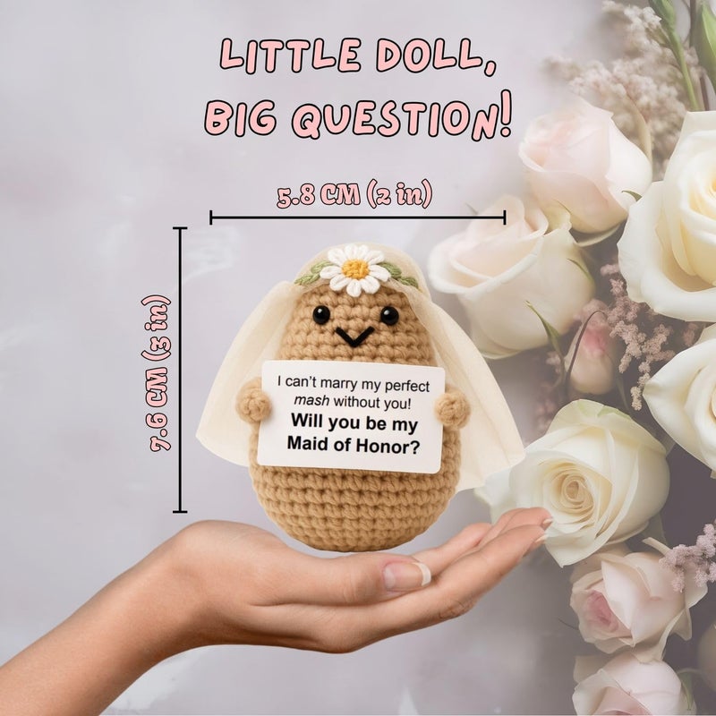 M.O.Q. Bridesmaid Proposal Wedding Party Will You Be My Bridesmaid Maid of Honor Positive Potato Gifts Ideas, Bachelorette, Small Cute Stuff Things, Handmade Crochet (Maid of Honor) - Image 2