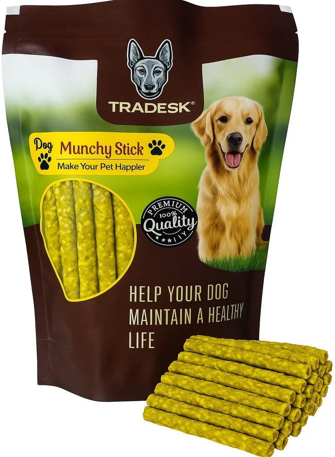 TRADESK Chicken Flavour Munchy Chew Sticks for Dogs | Rawhide Dog Treats | for All Life Stages | Yellow Chewy Sticks | 1KG Pack - Image 1