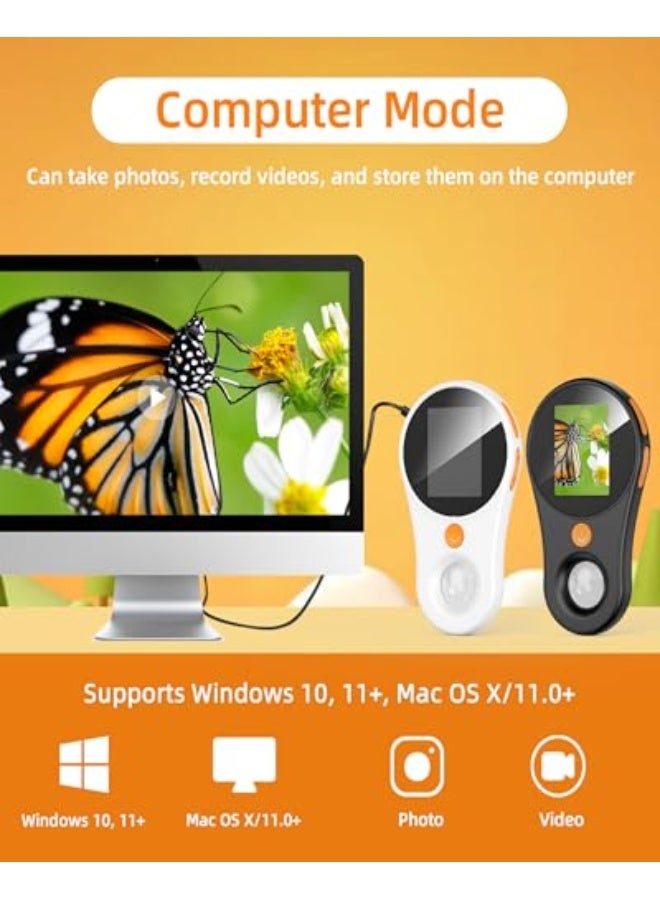 Digital microscope, fixed focus, handheld magnifier, 2-inch colour screen, 2 million pixels, 500x magnification, built-in 8 LED lights, compatible with Windows and Mac OS (white) - Image 5