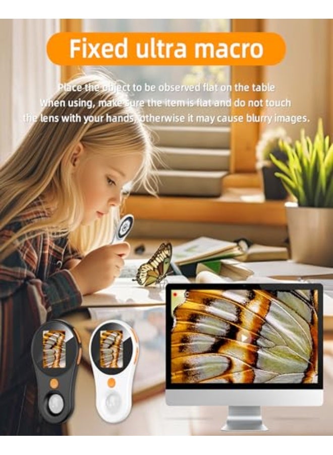 Digital microscope, fixed focus, handheld magnifier, 2-inch colour screen, 2 million pixels, 500x magnification, built-in 8 LED lights, compatible with Windows and Mac OS (white) - Image 3