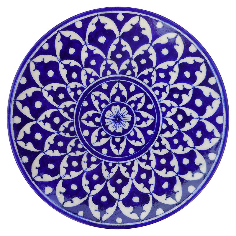 Craft Park Blue Pottery Ceramic Wall Hanging Decorative Handmade 8 Inch Round Plate CPDP15 - Image 5