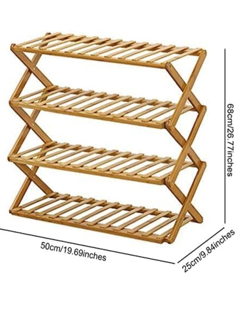 eBasket - A 4-door wooden zigzag shoe rack made of high-quality wood and foldable for easy storage when not in use. - Image 1