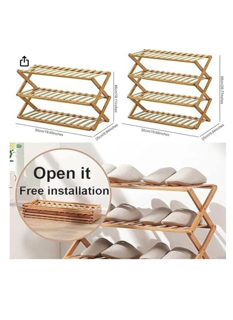 eBasket - A 4-door wooden zigzag shoe rack made of high-quality wood and foldable for easy storage when not in use. - Image 1