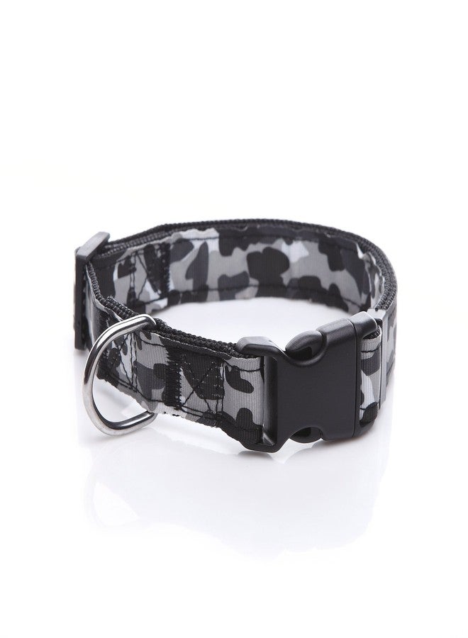 TAIDA Dog Collar, Nylon Camouflage Adjustable Collar, 1 Inch Wide, for Large Medium Dog (Black) - Image 1