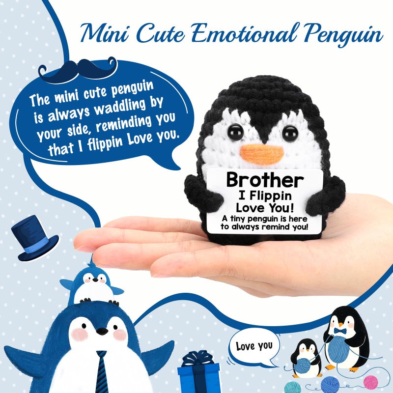 CryCarrot Mini Funny Brother Gifts From Sister Brother  Handmade Crochet Mini Penguin Christmas Birthday Gifts For Brother Boy Friend  I Love You Brother For Christmas Stocking Stuffers Emotional Present - Image 2