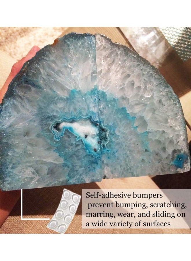AMOYSTONE Agate Geode Bookends Heavy Duty Stone Book Ends Decorative Bookend Holder Home Office Decor with Rubber Bumpers Teal 1 Pair 23 LBS