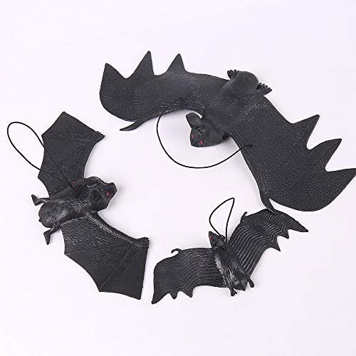 KEPATO 12 Pack Halloween Hanging Bats, Realistic Spooky Rubber Bats for Indoor and Outdoor Halloween Party Decorations and Supplies - Image 3