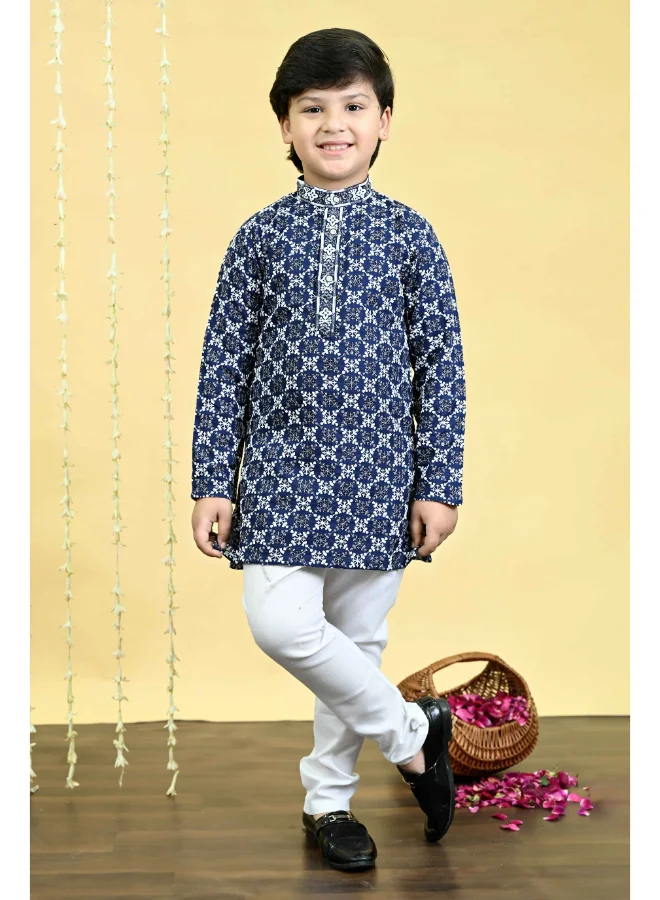BT DEZINES Navy Blue Kurta Pajama Set for Boys