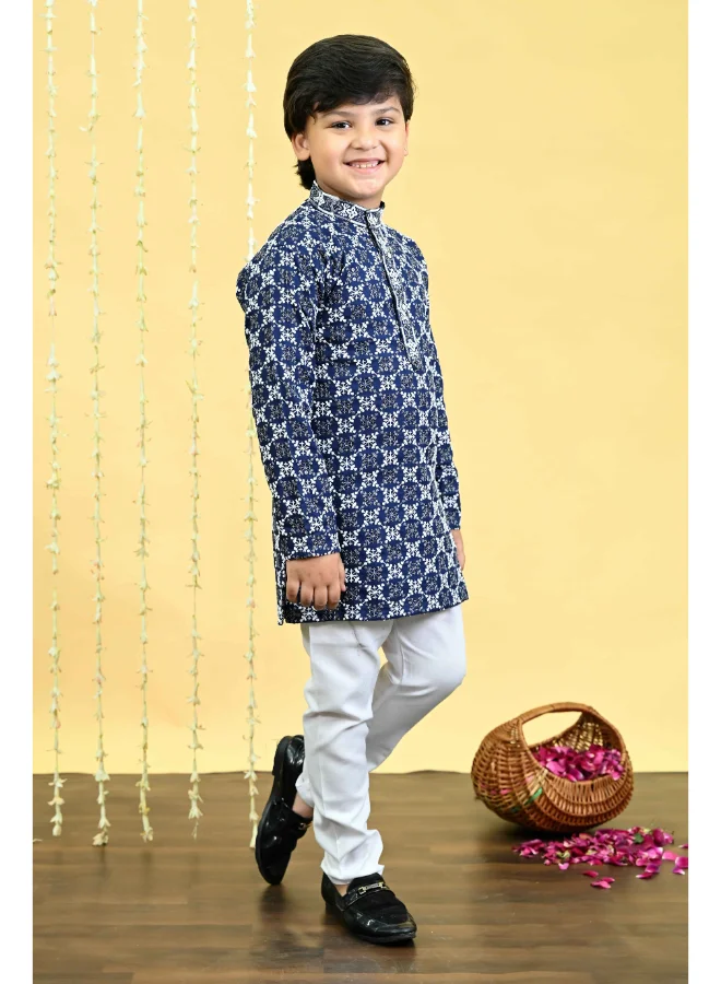 BT DEZINES Navy Blue Kurta Pajama Set for Boys